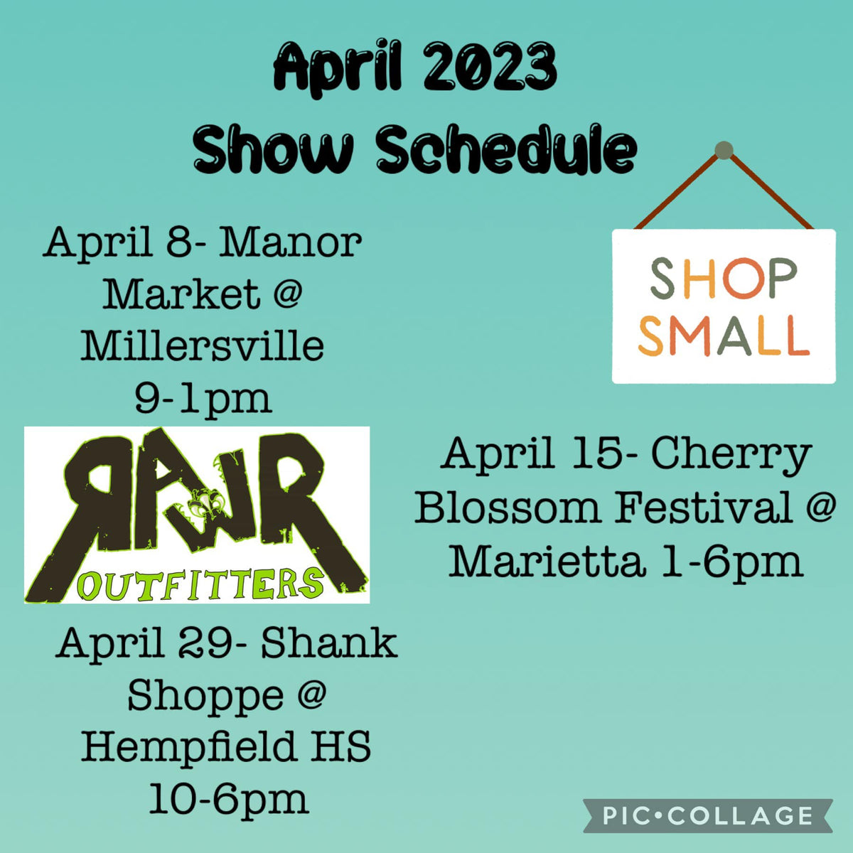 April Events and Shows! Rawr Outfitters